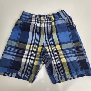 Faded Glory Blue Yellow White Plaid Pockets Boys Toddler Pull-On Shorts Size 4T